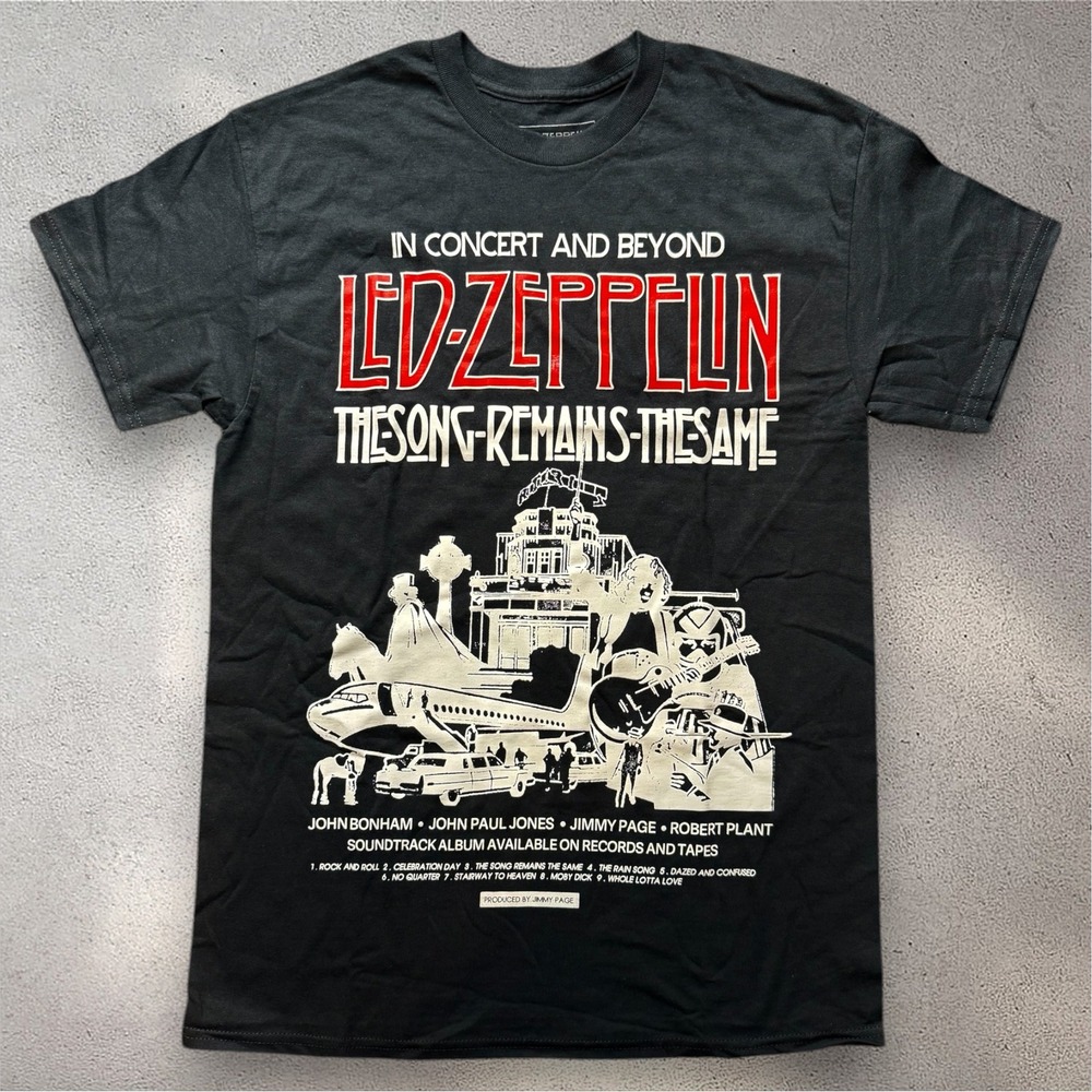 Led Zeppelin The Song Remains The Same Black Graphic T-Shirt Mens Medium Cotton